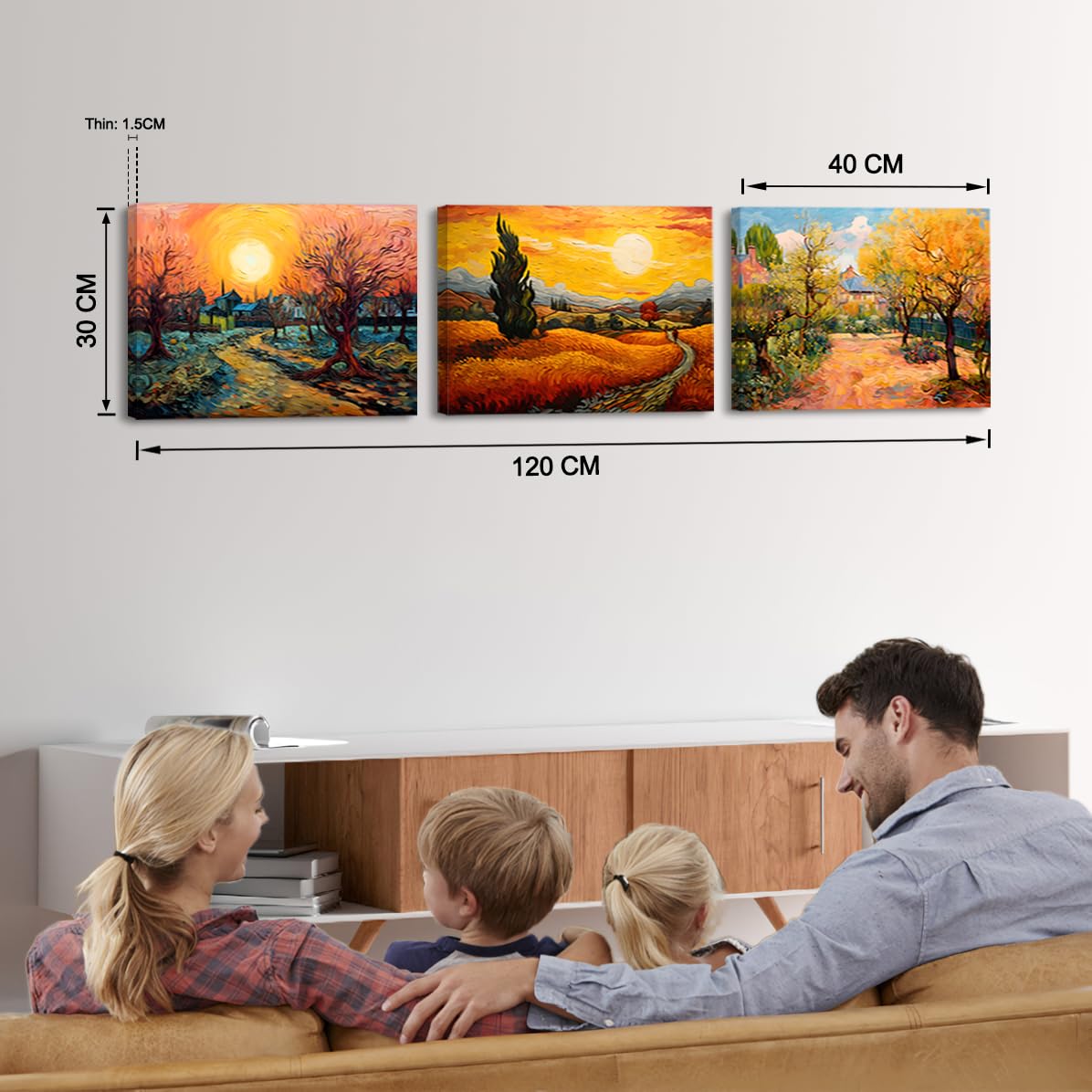 Amazon.co.jp: PIY PAINTING アートパネル 風景キャンバス画、夕日 木