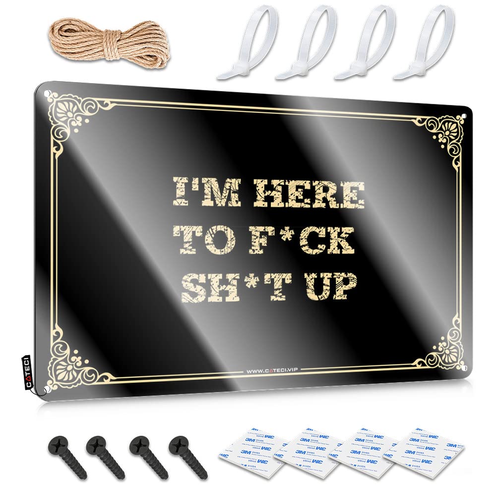 MWFKKADDB Tin Sign Funny I'M Here To F*Ck Sh*T Up Tin Sign Funny Office Signs Man Cave Bar(30X40CM)