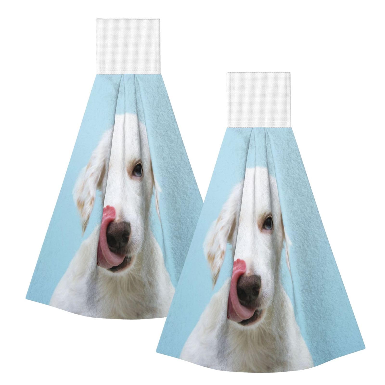 DOPKLNA Funny Labrador, 2 Pcs Hanging Coral Fiber Hand Towels for Bathroom, Absorbent Kitchen Towels