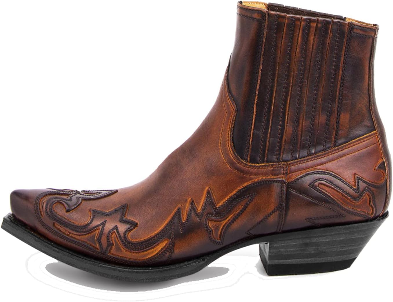Genérico Hombres Botas de Cowboy Classic Embroidered Botas a Media Pantorrilla Retro Botines,41,Brown