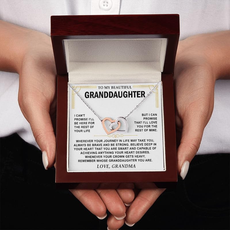 To My Granddaughter Necklace Gifts From Grandma Grandmother or Grandpa Grandfather To My Granddaughter Graduation Christmas Birthday Pendant Jewelry with Message Card and Gift Box2