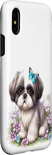 Miniatura 9 de Funda para iPhone 1212 Pro Cute Shih Tzu Puppy acuarela Shih Tzu y flores