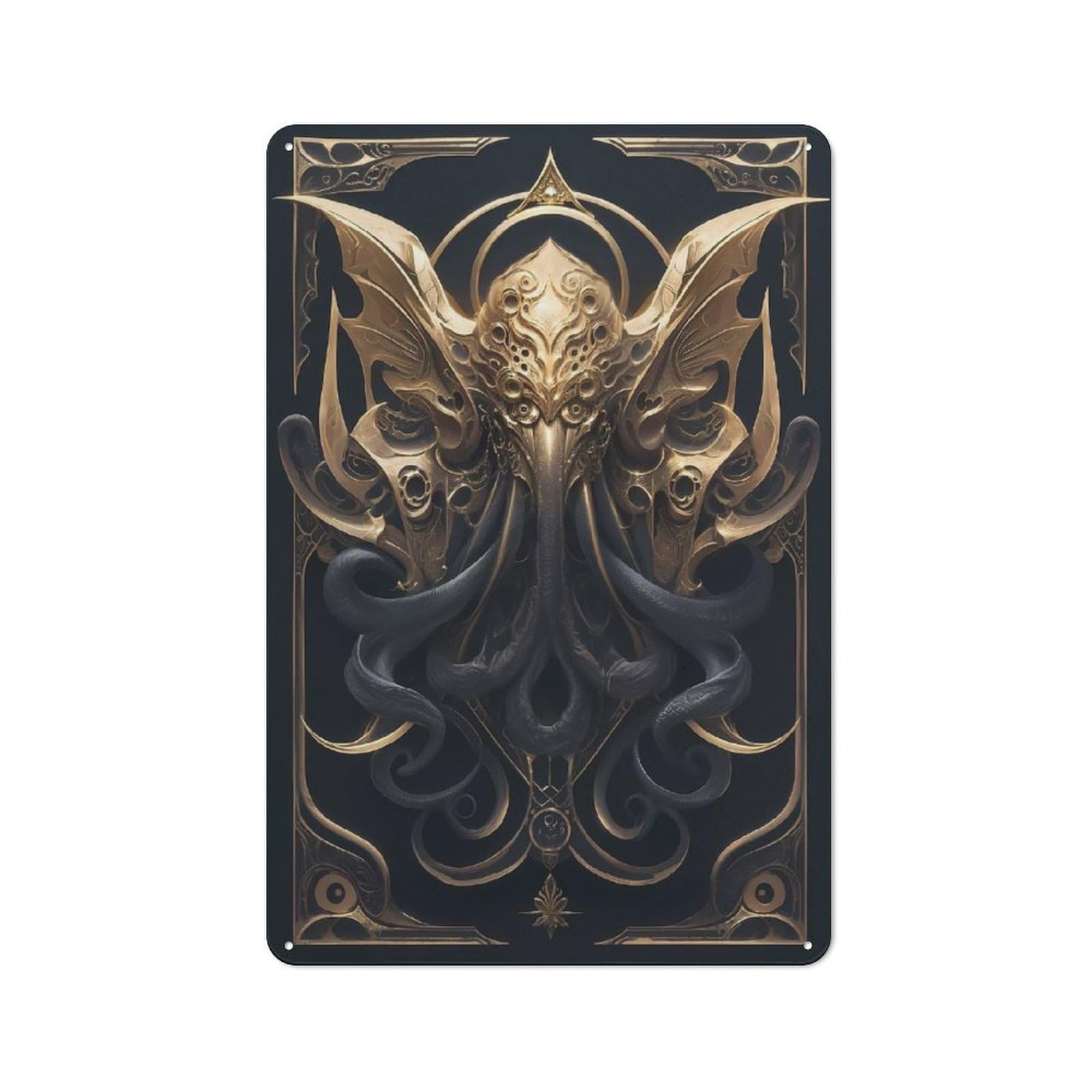 Junmoney Style Industrial Metal Sign With King Cthulhu Art Deco Design 30X20cm, Clean Industrial Urban Room Decor For Flat, Bar, Studio Or Gallery Wall
