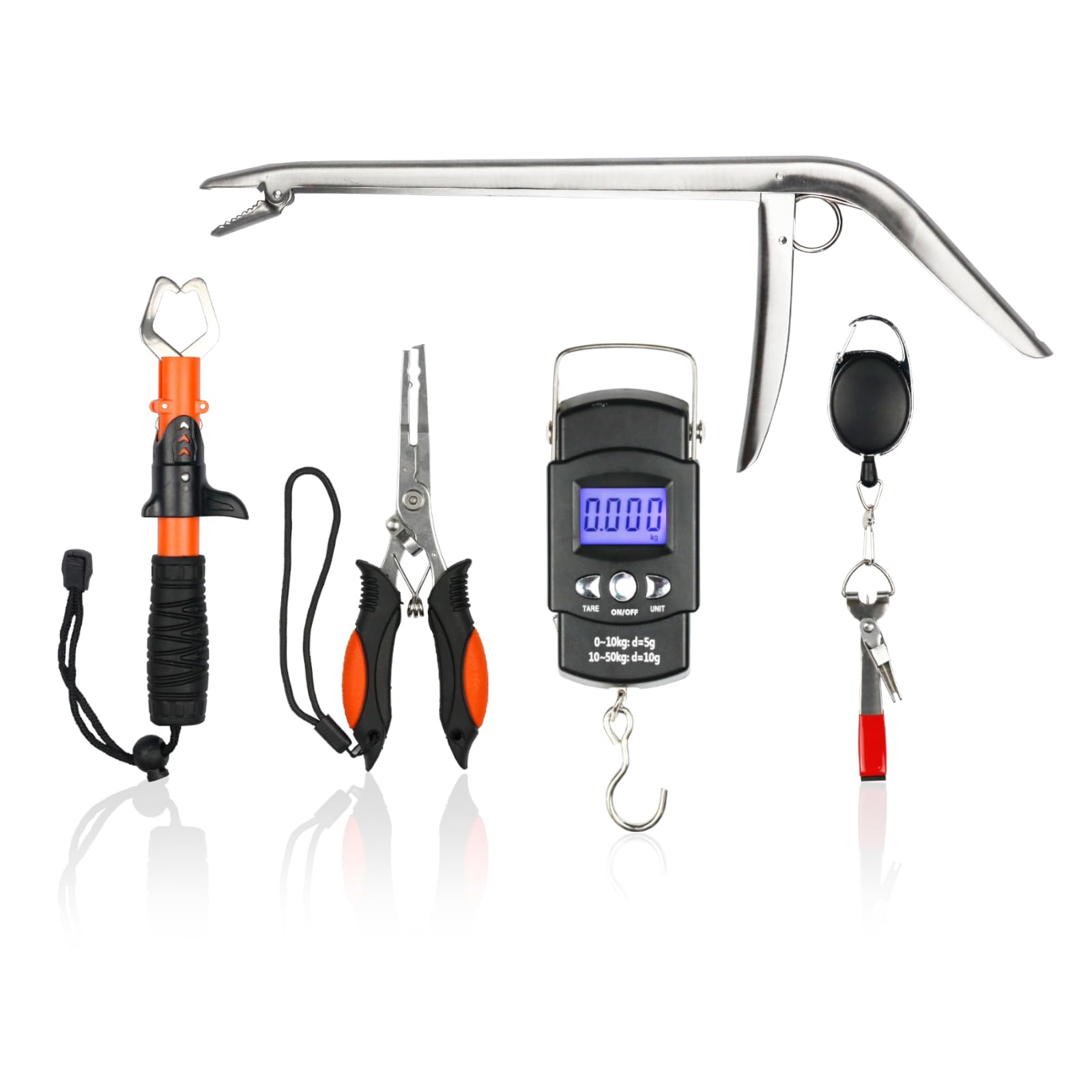 Fishing Tools Kit,Fishing Pliers Fish Gripper Fish Hook Remover Digital Fishing Scale(Not Included Battery),Fishing Knot Tool with Retractors,Fishing Gear for Men