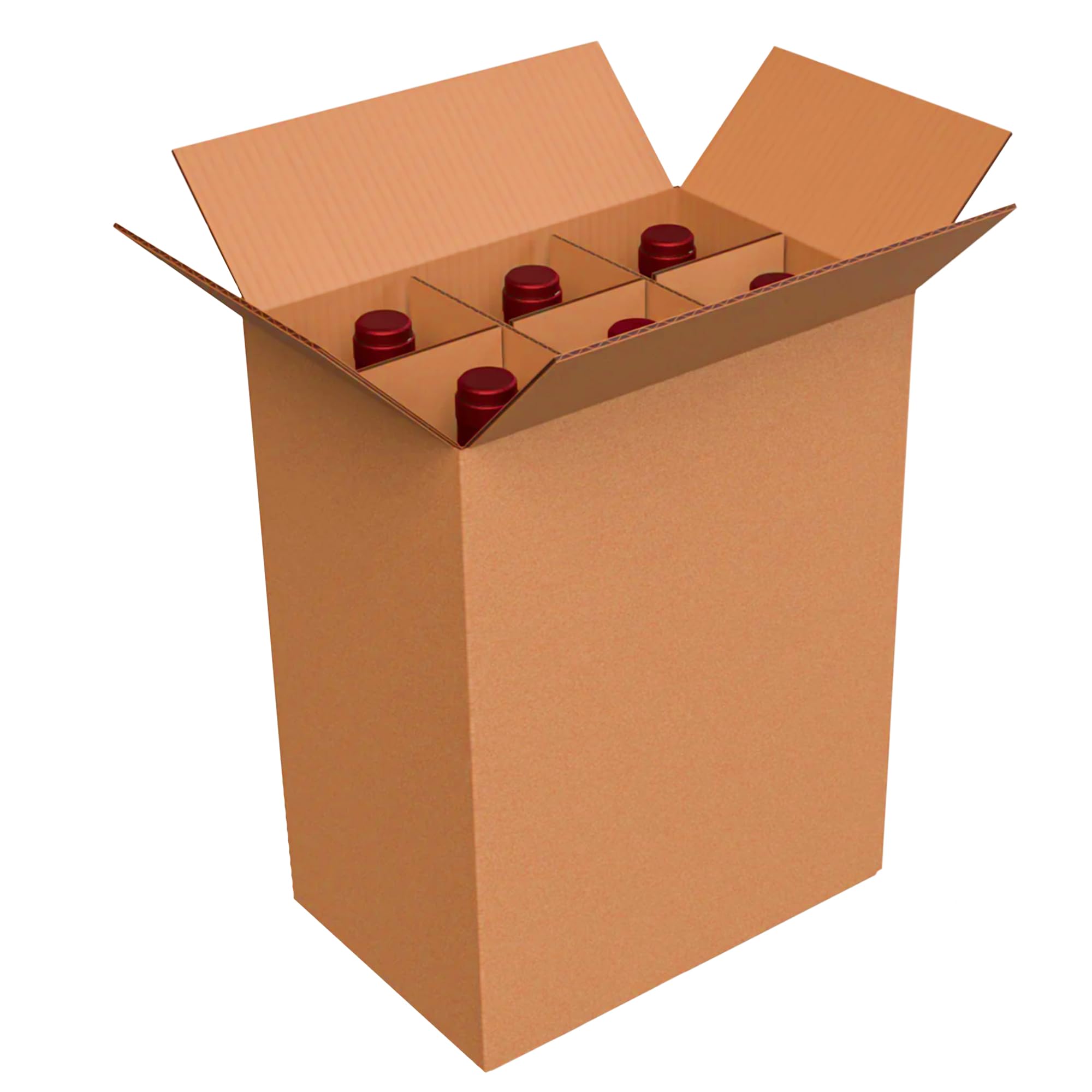 Tezraftaar® 4 x Wine Bottle Cardboard Boxes 28.5cm x 19.5cm x 35.5cm Strong Corrugated Postal Packaging Protective for Wine Champagne Beer and Glass Bottles