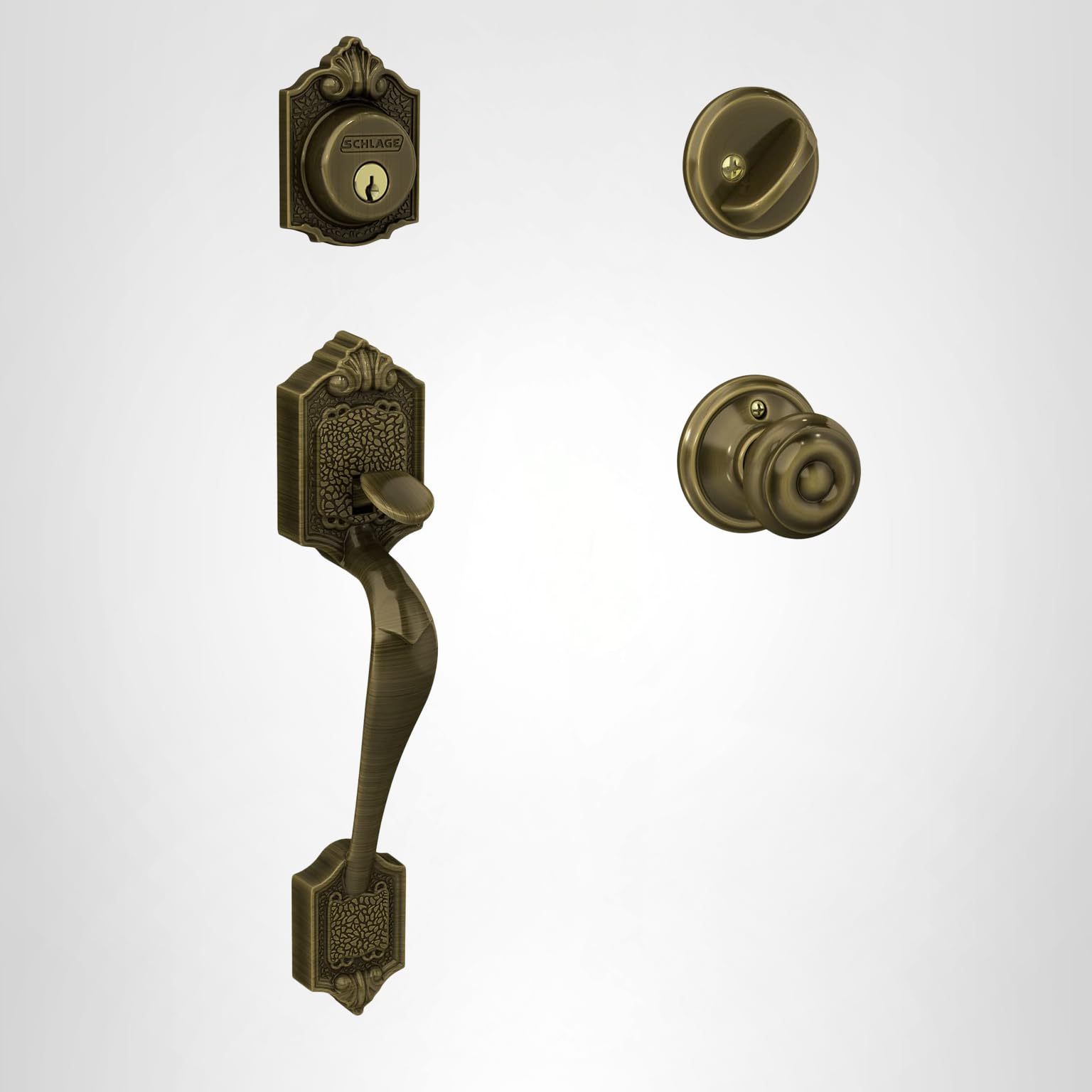 Schlage F60 V PAR 609 GEO Parthenon Front Entry Handleset with