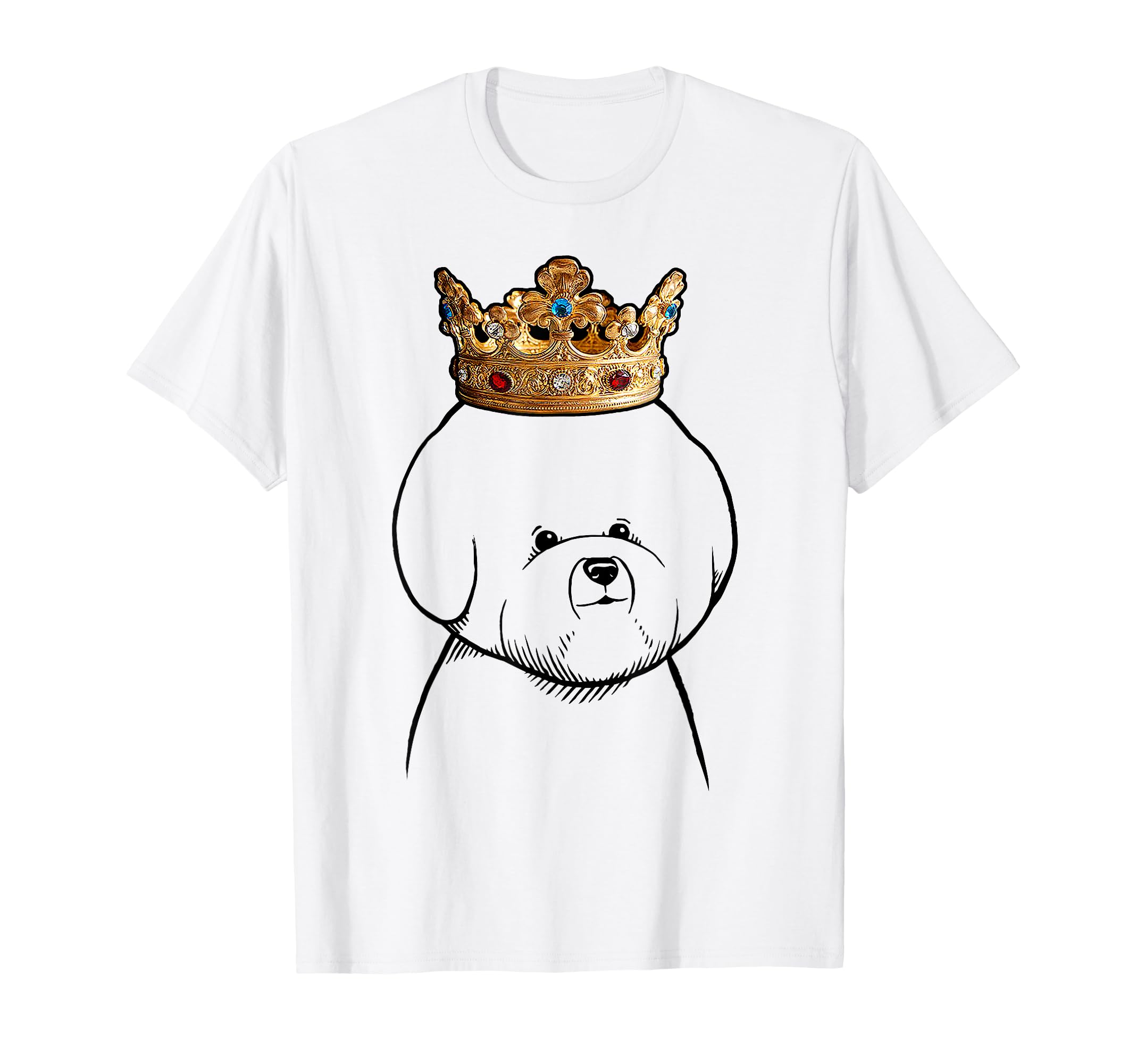 Bichon Frise Dog Wearing Crown T-Shirt, Black