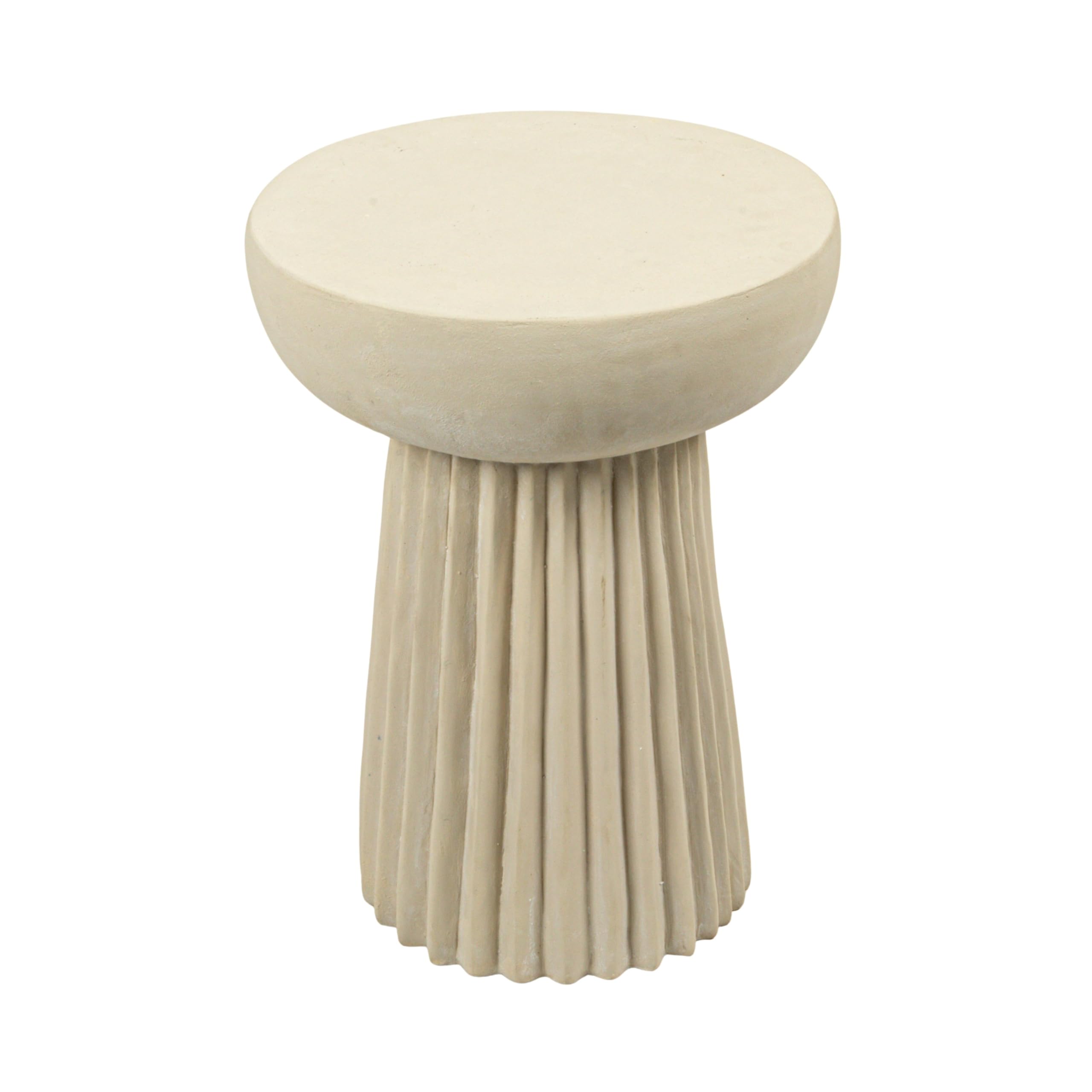 Creative Co-Op Magnesium Oxide Side Table, Cream