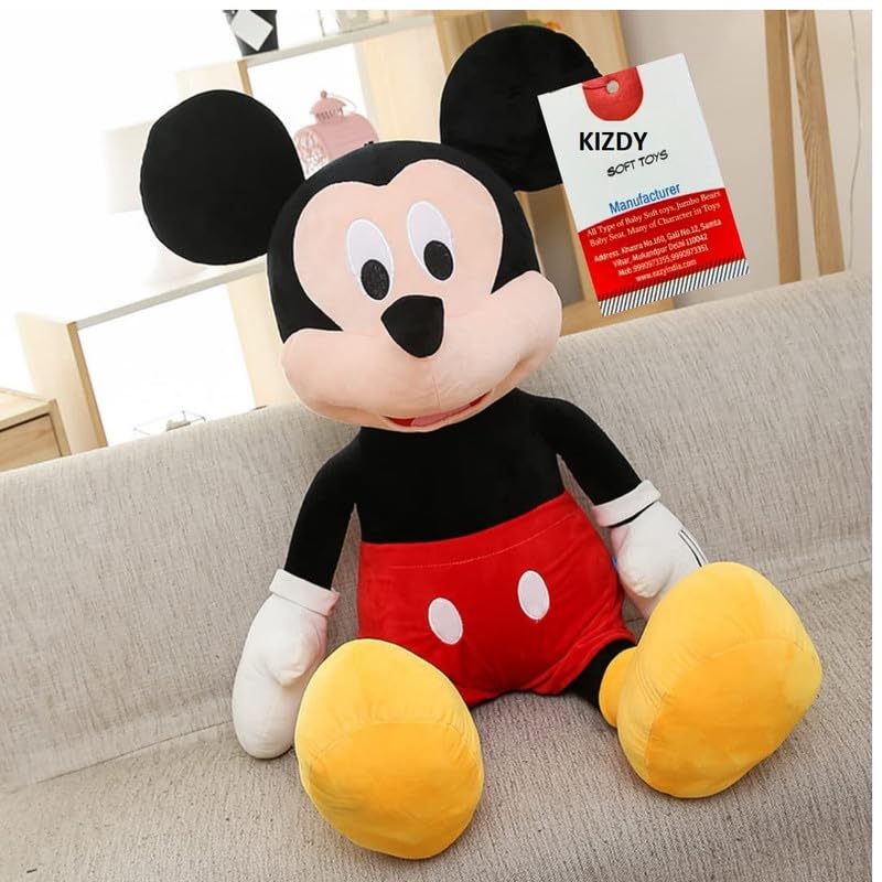 Soft Toys for Kids Girls Mickay Mouse Lovable & Huggable Soft Stuffed Cuddly Fluffy Plush Plush Animal Toys Gift for Birthdays & Special Occasions for Couple (Size 60 Cm) (Red Black)