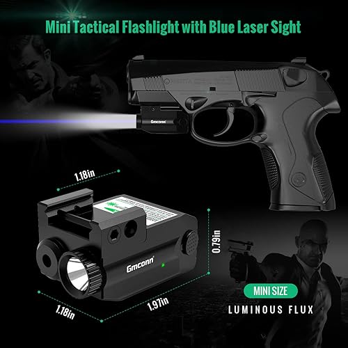 Miniatura 4 de Gmconn - Combo de luz láser azul para pistola recargable por USB, linterna táctica con modo estroboscópico, mira azul para pistola (Láser azul)