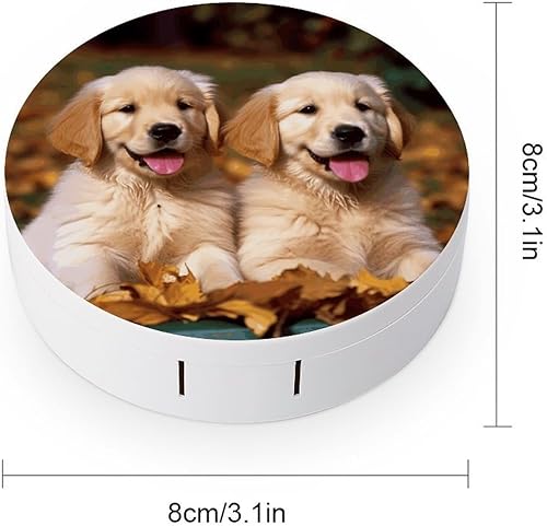 Miniatura 2 de Estuche para lentes de contacto de viaje, Golden Retriever, perros, cachorros, mascotas, caja de contacto con solución de espejo, aplicador de