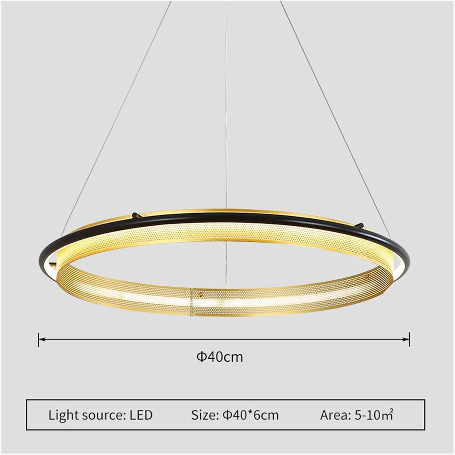 TQHGM Ring Licht kupfer rund Luxus Pendel Lampe Deko Pendel Licht kompatibel mit Villa Esszimmer im Wohnzimmer Art, S, Dia40cm