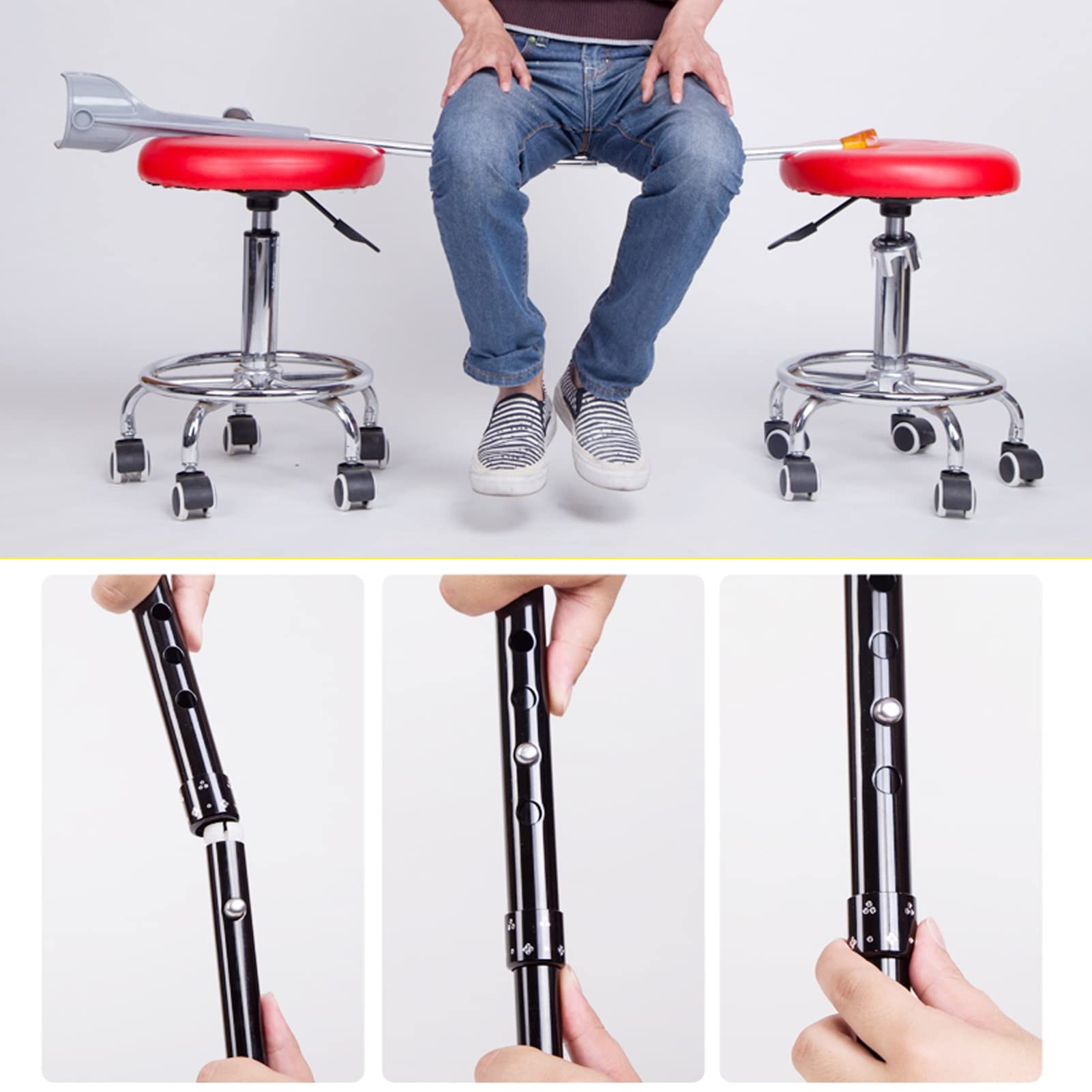 Stampelle Canadesi Pieghevoli (1 Paio), Stampelle Ortopediche Regolabili, Stampelle Ergonomiche in Alluminio Leggere per Adulti, Ideali per Viaggiare o Lavorare (Color : Silver)