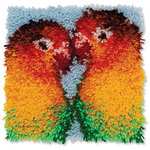 Image of Wonderart Lovebirds Latch Hook Kit, 12 inch X 12 inch (426209)