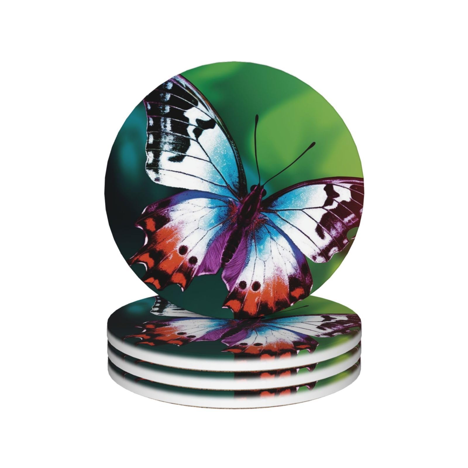 Sous-verres céramique absorbants lot de 4 papillon dessous de verre pour tasse salon