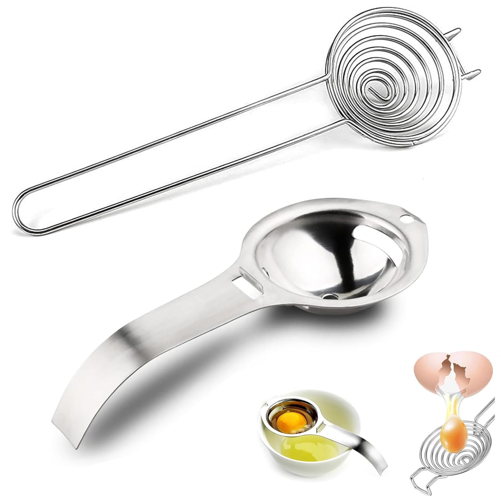 2 Stück Eiertrenner Aus Edelstahl - Praktisches Küchenwerkzeug Zum Trennen Von Eiweiß & Eigelb