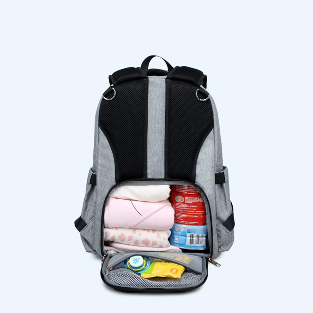 Podróżna torba na pieluchy, plecak dla taty, torba niemowlęca dla mężczyzn, podkładka do przewijania, pasek do przewijania, unisex, sprzęt dla malucha (jasnoszary)