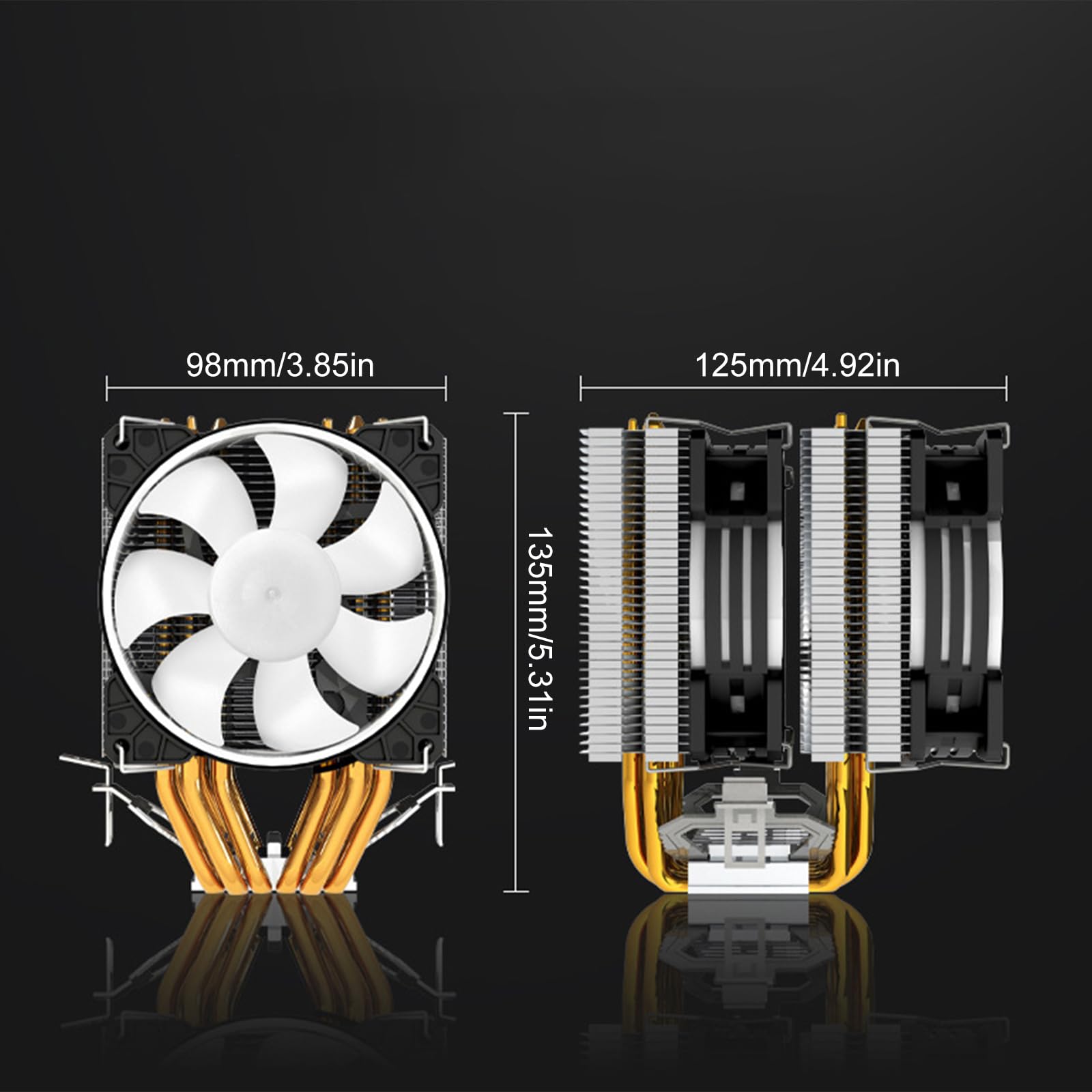 Enfriador de aire de CPU de alta eficiencia diseño de torre doble 6 tubos de calor de cobre PWM control de velocidad del ventilador Rgbs iluminación de bajo ruido universal PWM ventilador de CPU