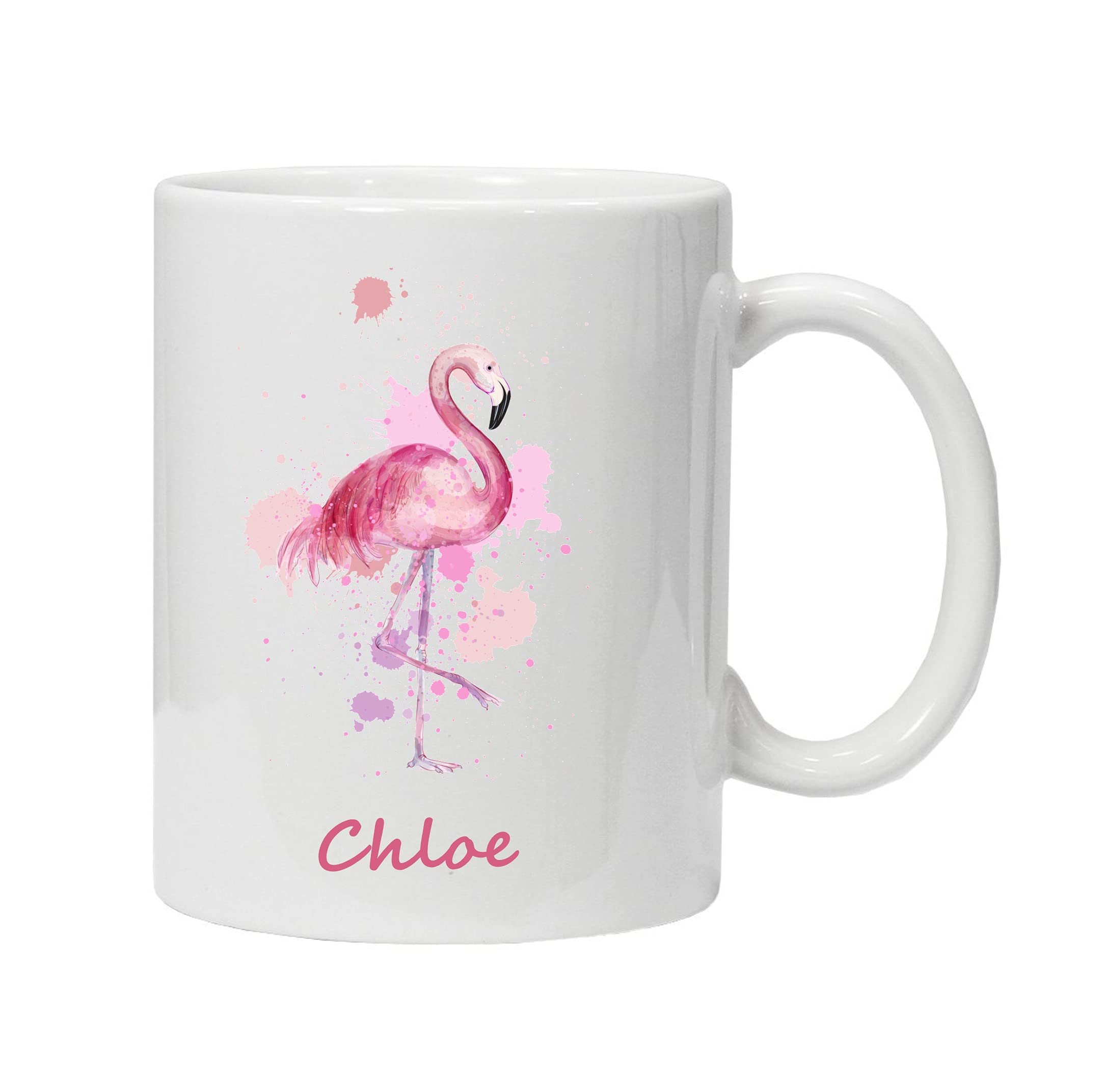 Flamingo Coffee Mug Personalised Gift with Any Name Custom Printed in Pink Text Coffee or Tea 11 oz