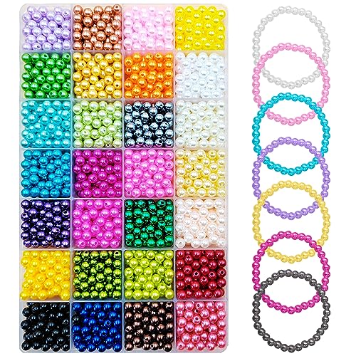 Lot de 28 perles de couleur 1680 pièces, perles pour bijoux de fantaisie, de 6 mm, pour bracelets,...