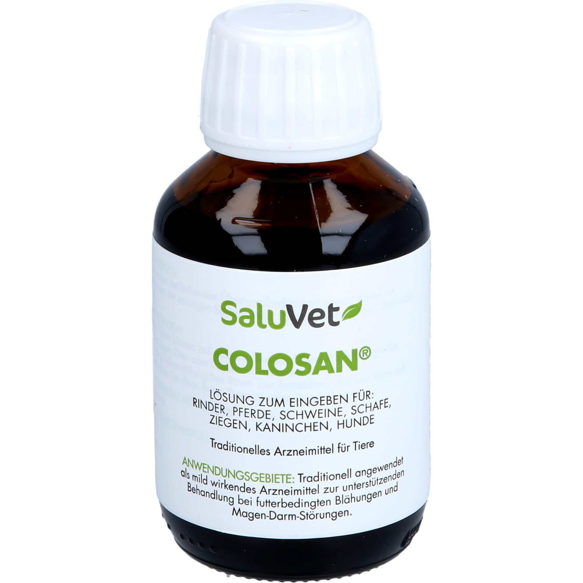 ColoSan | 100 ml | Zugelassenes Arzneimittel für Pferde, Rinder, Schweine, Schafe, Ziegen, Kaninchen und Hunde | Bei futterbedingten Blähungen und Magen-Darm-Störungen