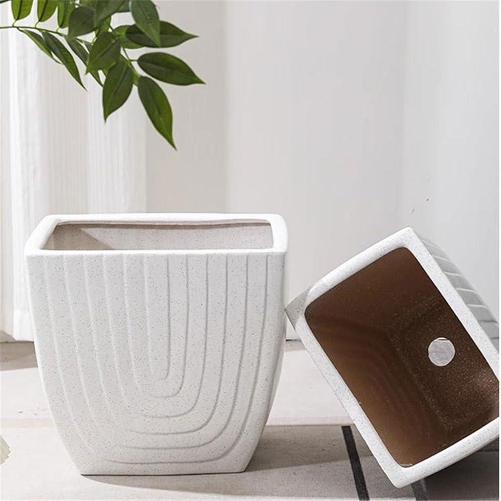 Dekoracyjne doniczki Ceramiczna doniczka z geometrycznymi liniami do ogrodu domowego otworami drenażowymi