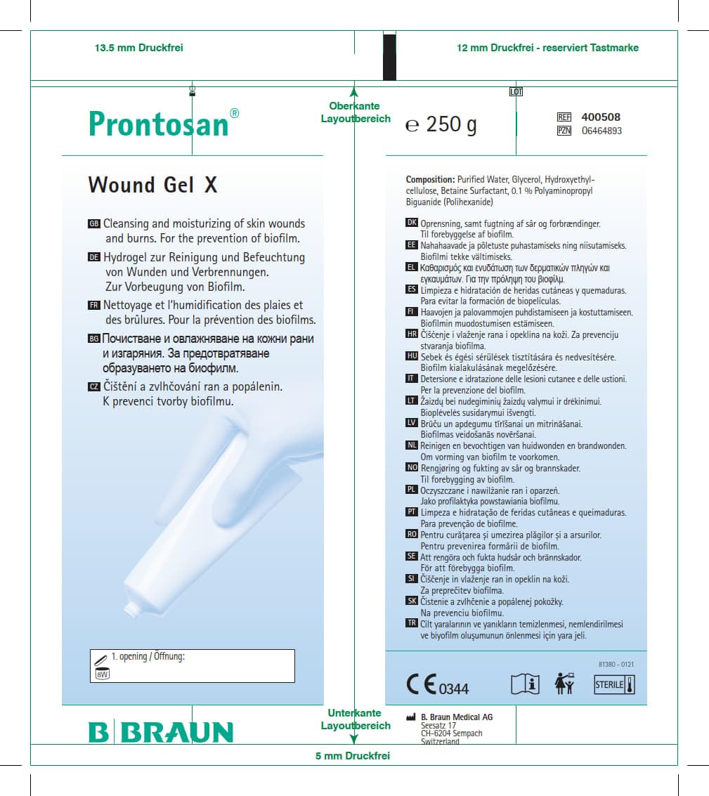 Prontosan Wound Gel X I Reinigung und Befeuchtung von akuten und chronischen Wunden und Verbrennungen I 250g Tube
