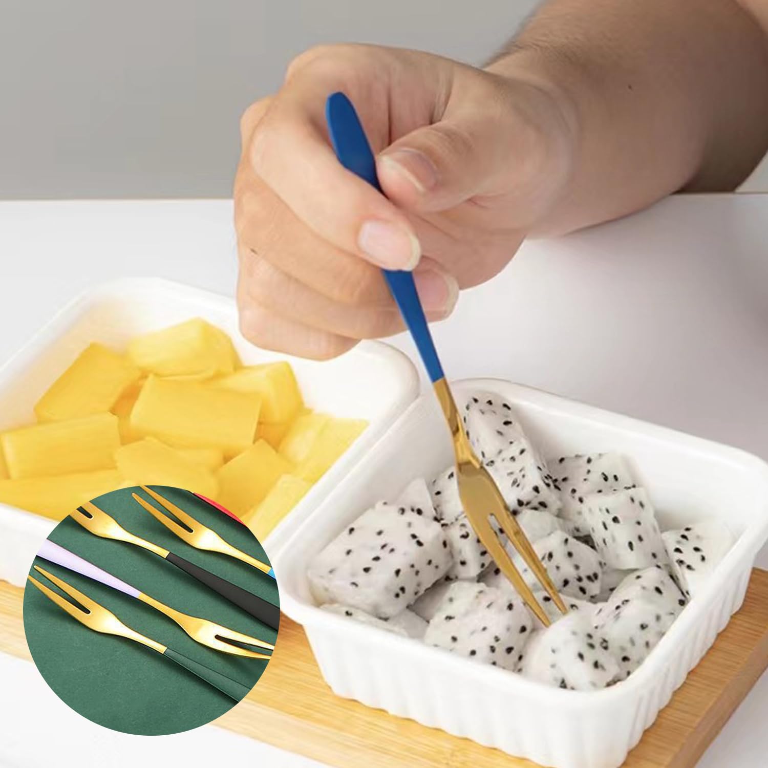 8 Stück Dessertgabeln Edelstahl, Edelstahl Obstgabeln, Kleine Bunte Cocktailgabeln, Kleine Gabeln, Dessert Mini Gabelkuchen, Dessertgabeln, Obstgabeln, für Zuhause, Küche, Restaurant, Party