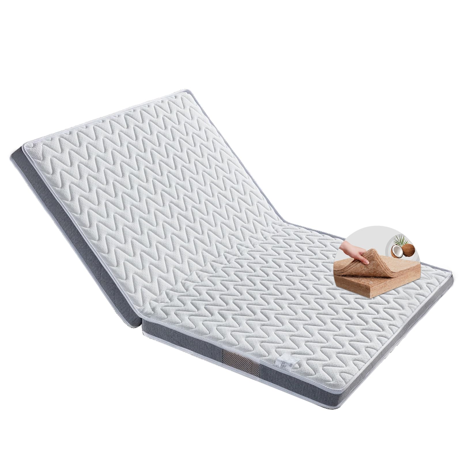 Mocna nakładka na materac z włókna kokosowego, rozmiar king size, 6 cm, biały, zapewnia doskonałą ulgę w bólu pleców, podkładkę podłogową dla wygodnego snu