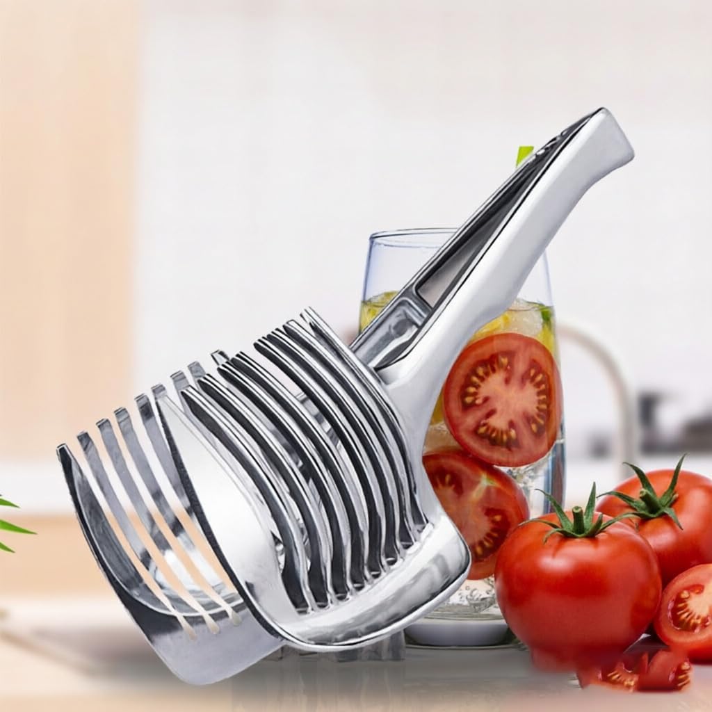 Aluminum Alloy Handheld Tomato Slicer Fruit Veggie Tongs Kitchen Tool