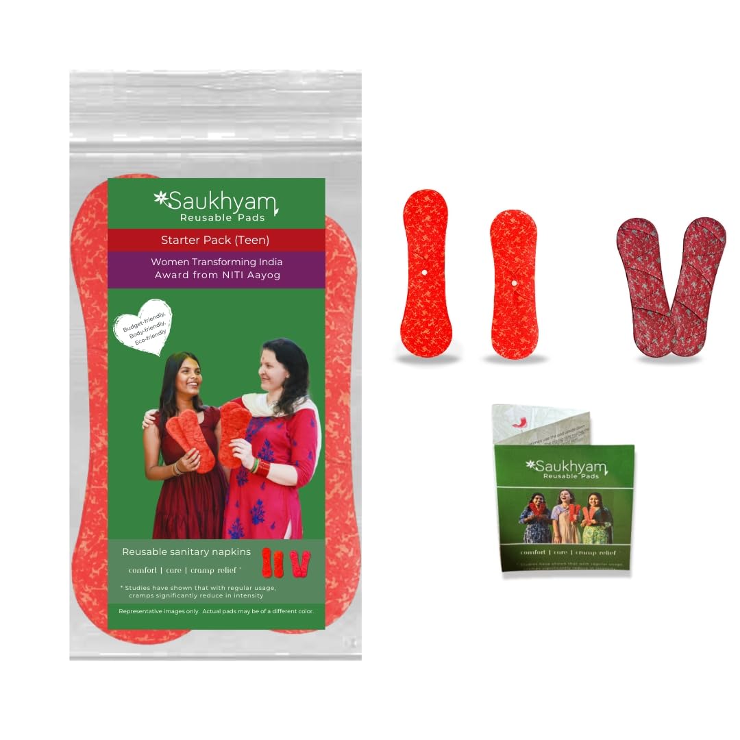 Saukhyam Reusable Pads Saukhyam Starter Pack For Teens|Reusable Menstrual Cloth Pads|Dual Protection|Includes 4 Pad Pieces|No Rashes&No Cramps (B09HX6BS56) Amazon Price History, Amazon Price Tracker