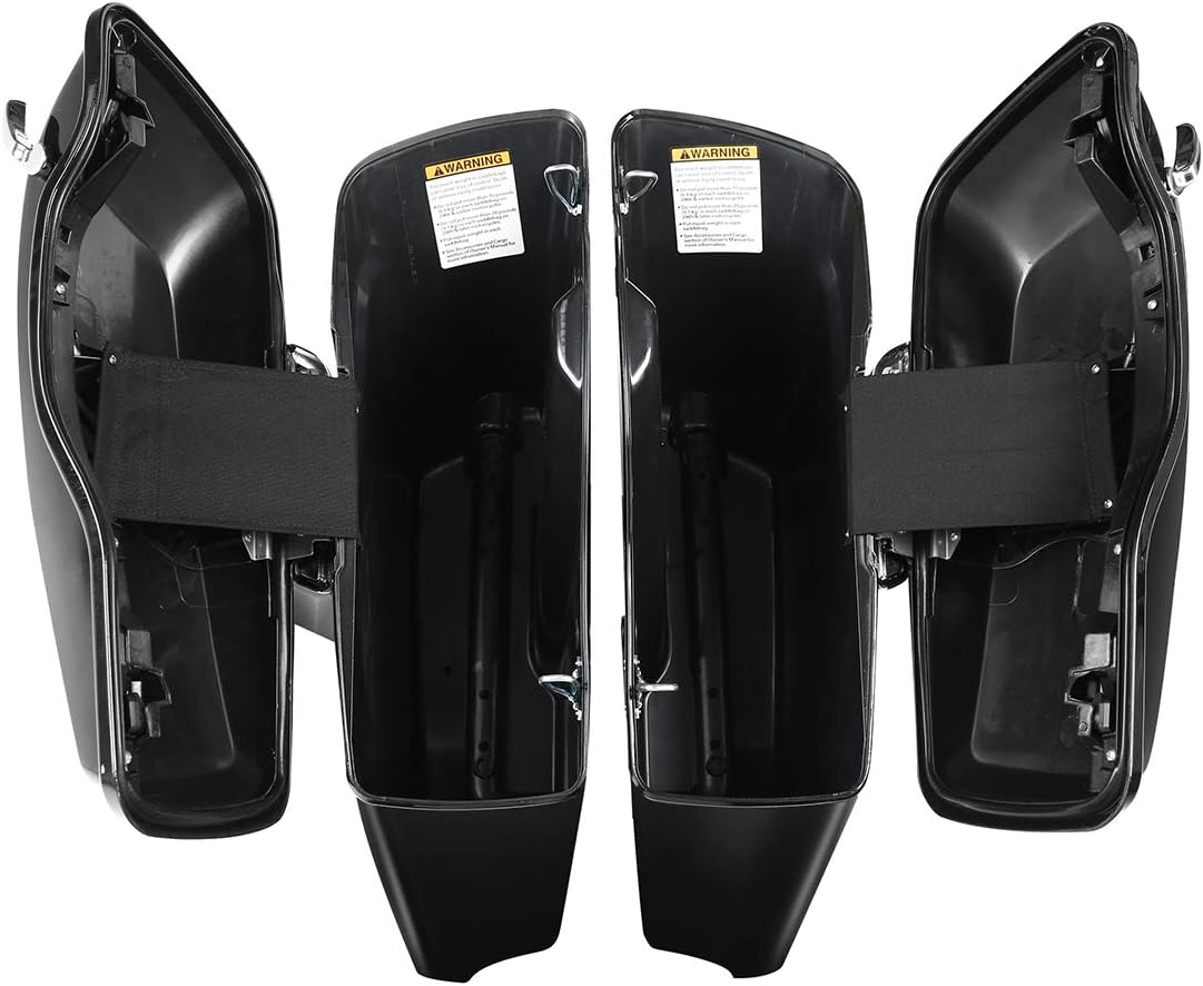 Stretched Hard Saddlebag fits for Harley Touring Models FLT, FLHT, FLHTCU, FLHRC, Road King, Road Glide, Street Glide, Electra Glide, Ultra-Classic 2014-later,Vivid Black