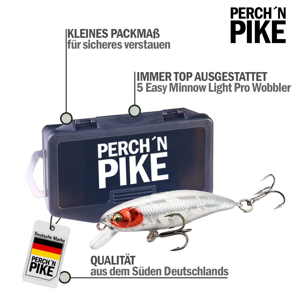 Wobbler - Set di 5 esche artificiali per trote e pesce persico, 5,5 cm, per pesca spinning, esca Minnow affondante per acqua dolce, ultra leggera, 4,4 g, 5,5 cm, in diverse decorazioni, per trote