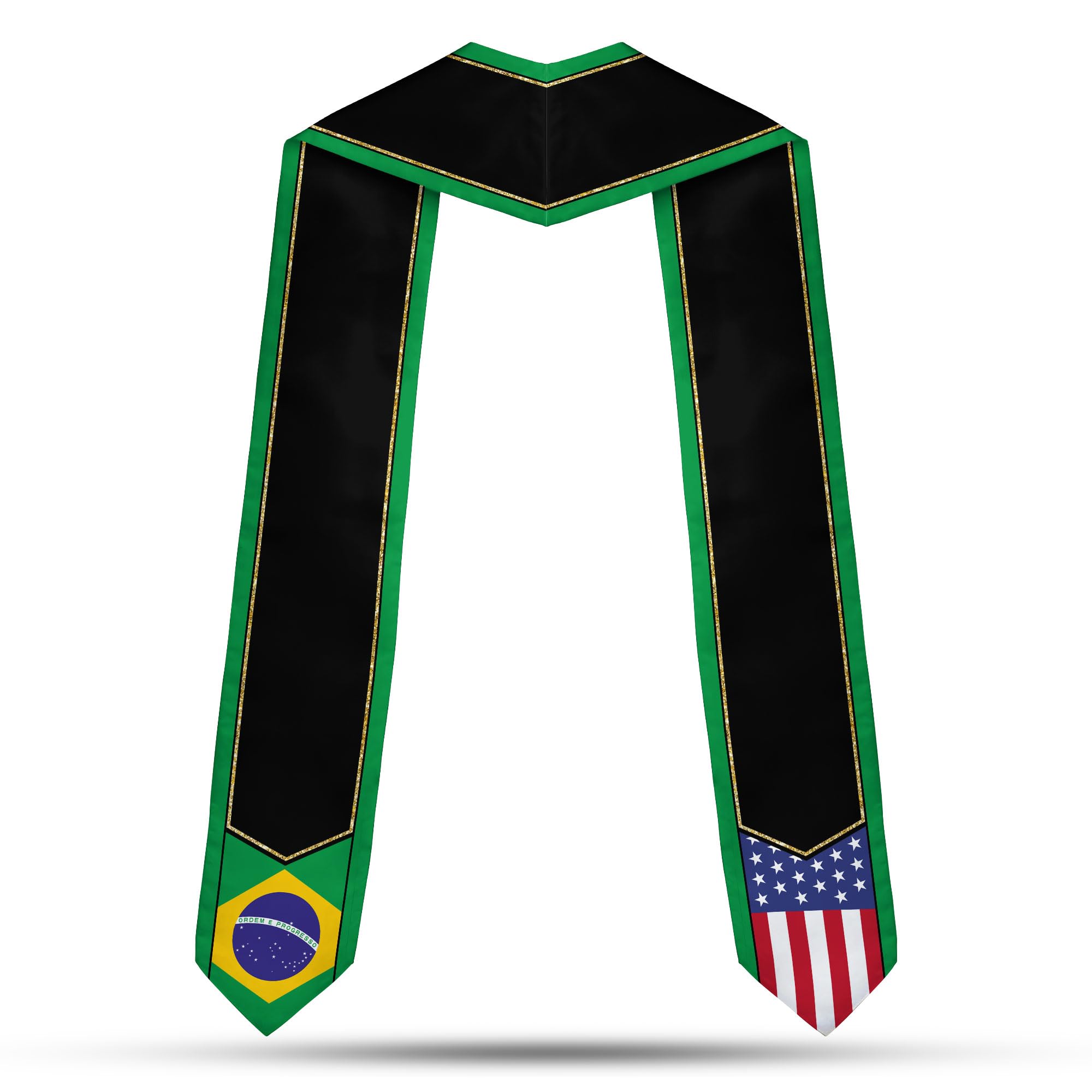 MonkeyVan Personalized Brazil Graduation Stole, Brazilian Graduation Sash, Brazil Flag Graduation Stole, Class of 2025 Bz6