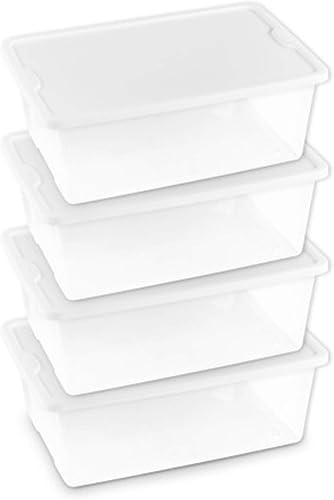 Homz Snaplock - Contenedor de plástico transparente de 12 cuartos con tapa segura y asas para organización del hogar y la oficina (paquete de 4)