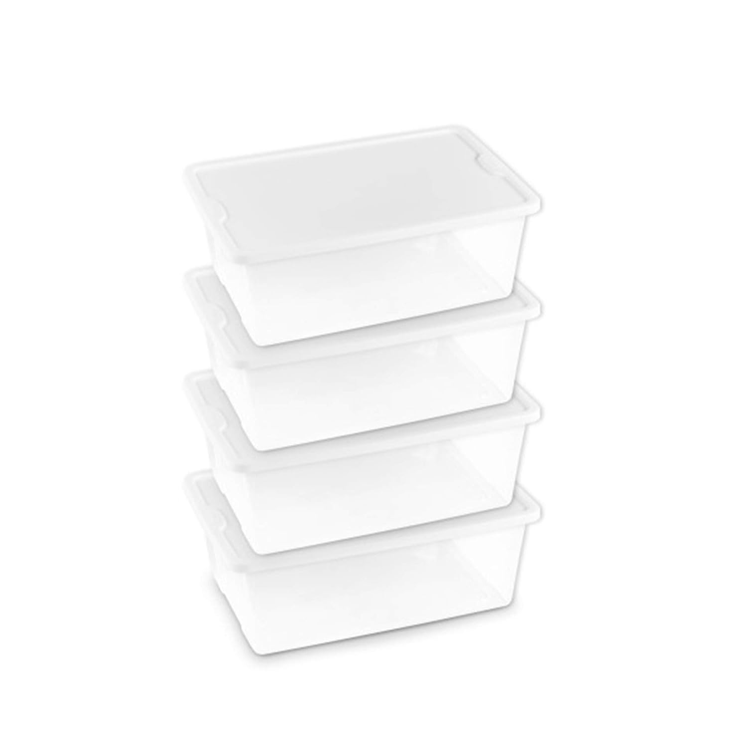 HOMZ Snaplock Clear Storage Bin with Lid, Small12 Quart, White, 4 Pack