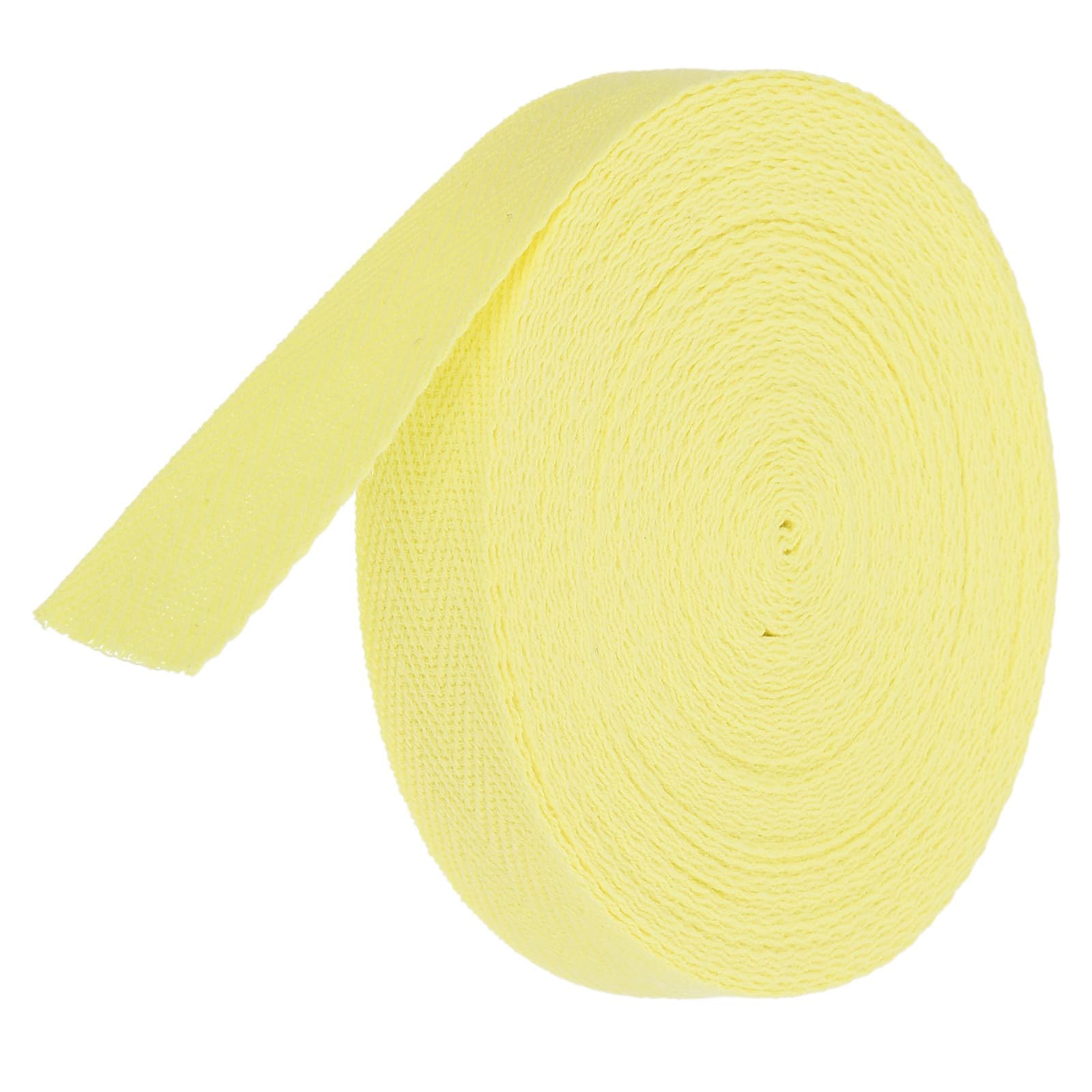 TA-VIGOR Cotton Twill Tape 20mm x 10 Yards Herringbone Webbing Light Yellow