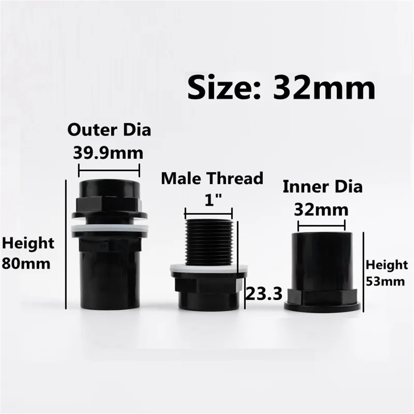 Raccordo per Tubi da Giardino 1 pz 20/25/32/40/50 mm connettori for Tubi in PVC di Alta qualità, Giunti di Ingresso e Uscita for Scarico Acquario, irrigazione da Giardino(Inner Dia 32mm)