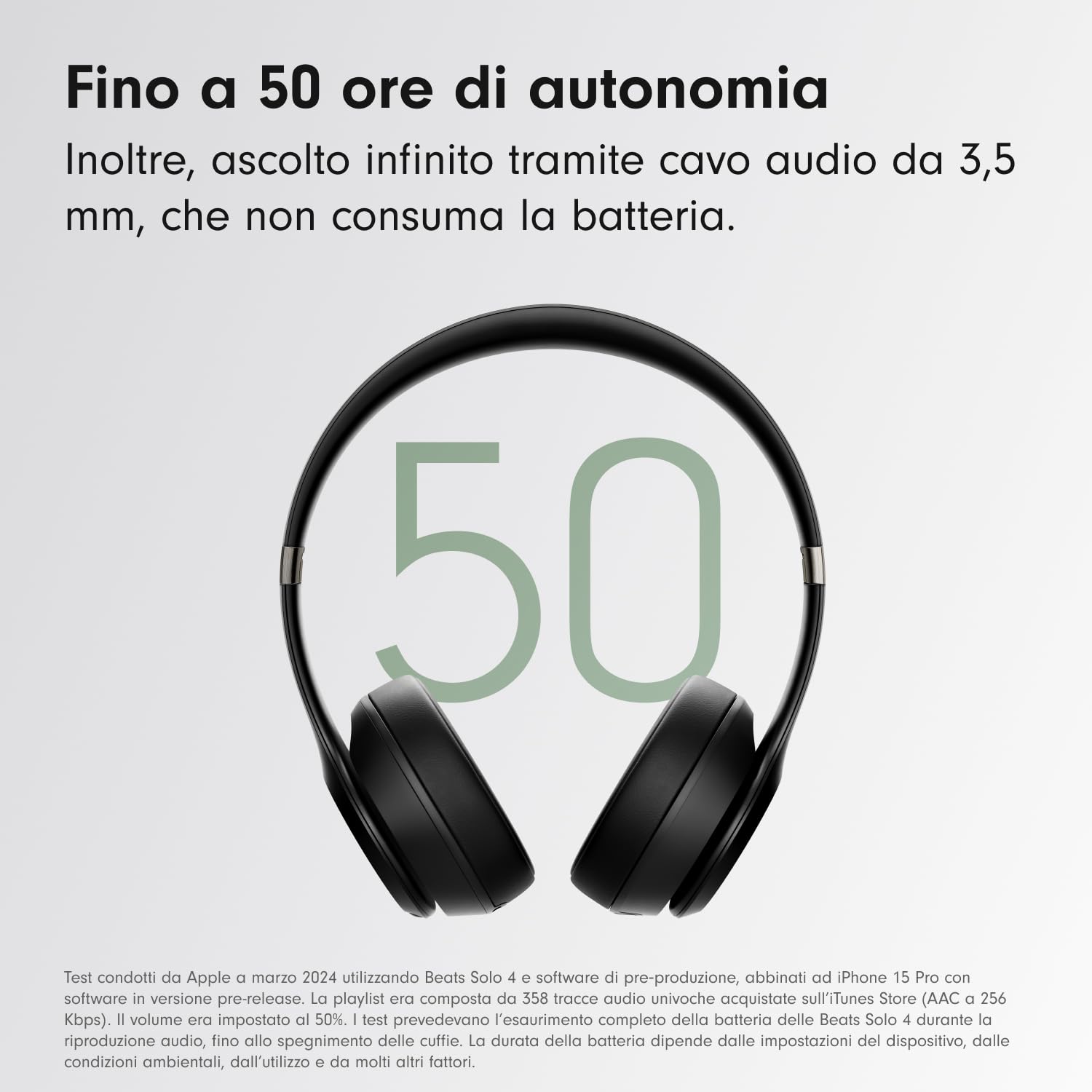 Beats Solo 4 - Cuffie wireless bluetooth on-ear, compatibili con Apple e Android, fino a 50 ore di autonomia - Nero opaco
