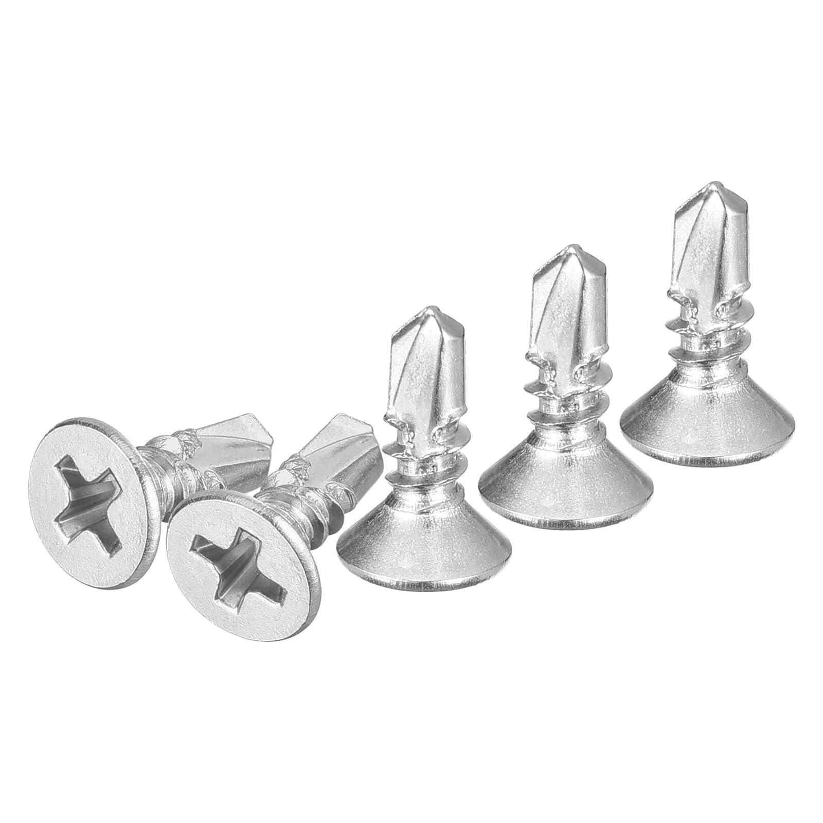 DTGN 50Pcs ST4.2x13mm Self Drilling Screws, 410 Stainless Steel Flat Head Phillips Sheet Metal Screw - Good for Wood to Metal, Furniture - Silver โ image 1
