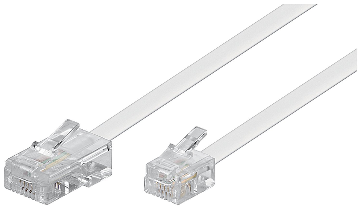 Goobay Telephone cable RJ11 plug to RJ45 plug flat - RJ11 for fax machine DSL modem VDSL router-cable ISDN DSL white 3m - 93061