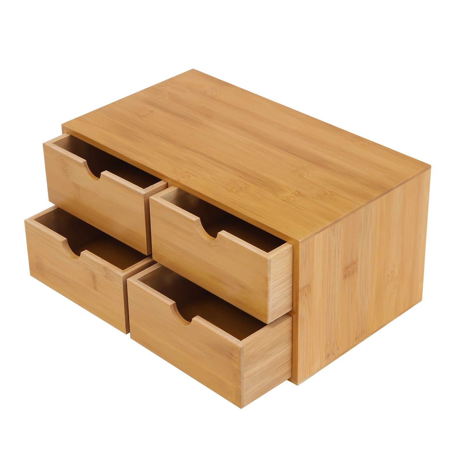 Organizador de escritorio de bambú organizador de escritorio con 4 cajones para guardar una variedad de objetos diarios adecuados para la oficina (color madera)