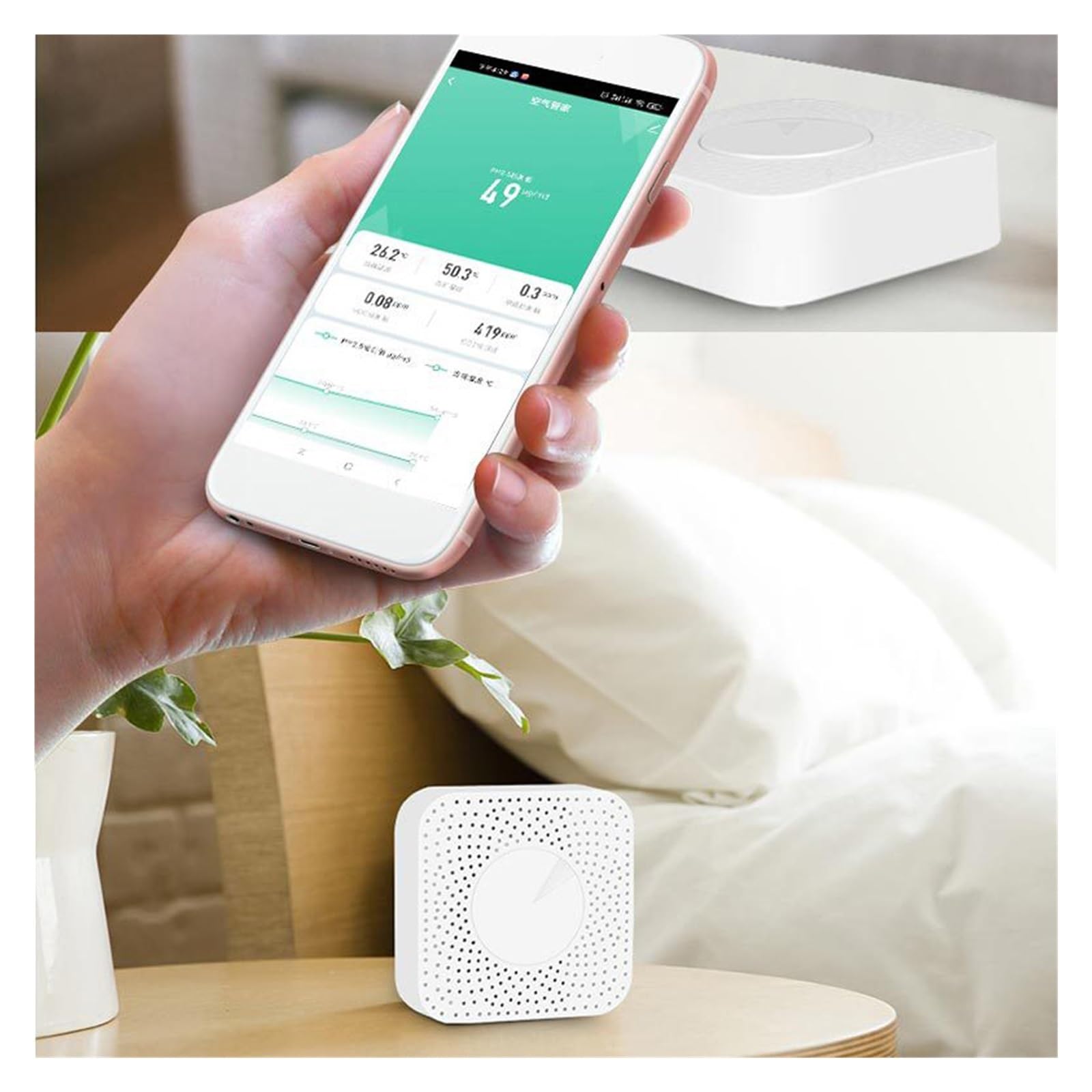 Inteligentny Monitor Jakości Powietrza Tuya WiFi 6 W 1 Gospodyni PM2,5/formaldehyd/VOC/CO2/czujnik Temperatury/wilgotności Dokładne Monitorowanie Czasie Rzeczywistym