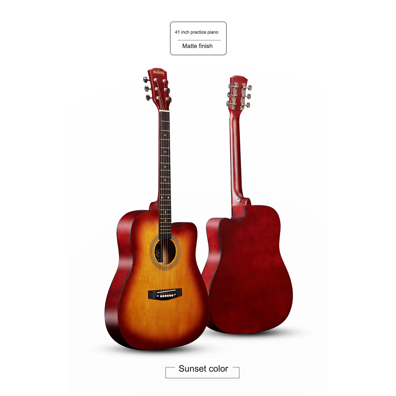 Acoustic Guitar Wooden Elementary Auspicious Folk Song acoustic guitar Beginner Musical Instrument (Sunset color)