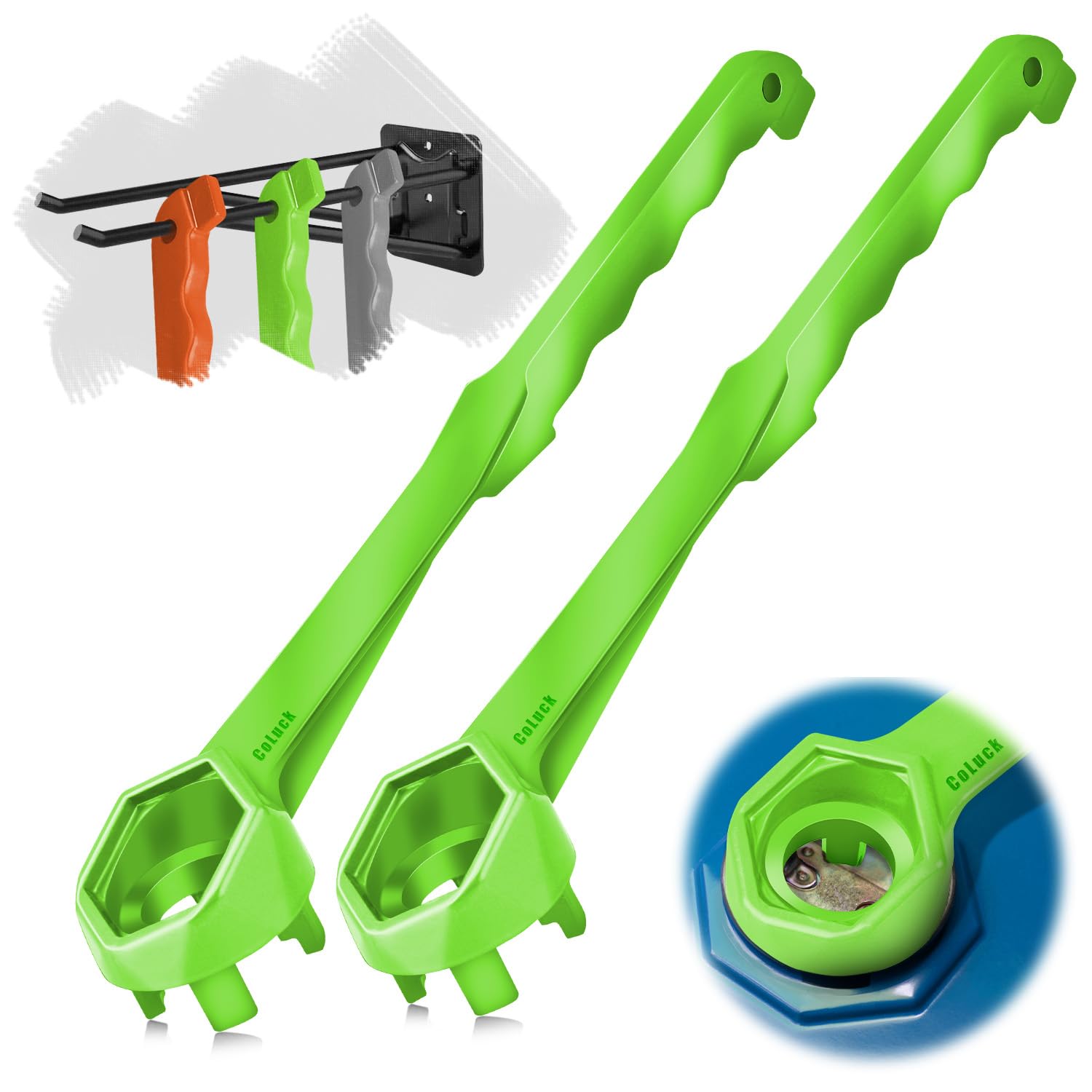 Drum Wrench 2Packs, Aluminum Gallon Bung Wrench Barrel Dung Wrench Drum Opener Tool for Opening 10 15 20 30 50 55 Gallon Drum, Fits 2 inch and 3/4 inch Drum Plug Green