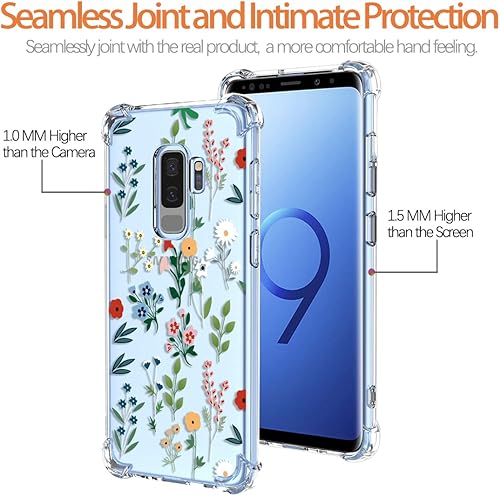 Miniatura 2 de Funda para Galaxy S9+, S9 Plus G965U, transparente, con diseño de TPU suave, absorción de impactos, patrón de jardín de flores, funda protectora