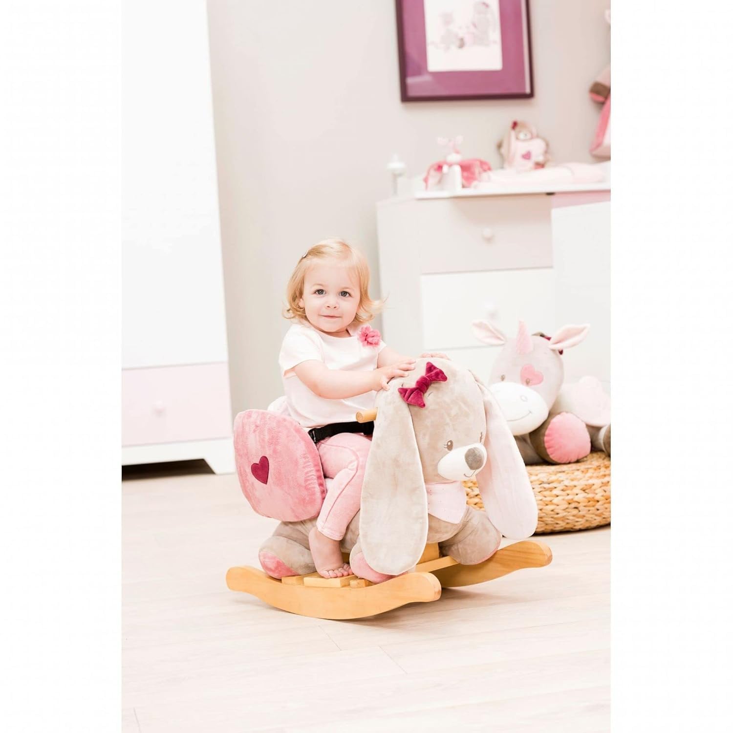 Nattou Schaukeltier Hase Nina, 10-36 Monate, 60 x 39 x 50 cm, Beige/Rosa
