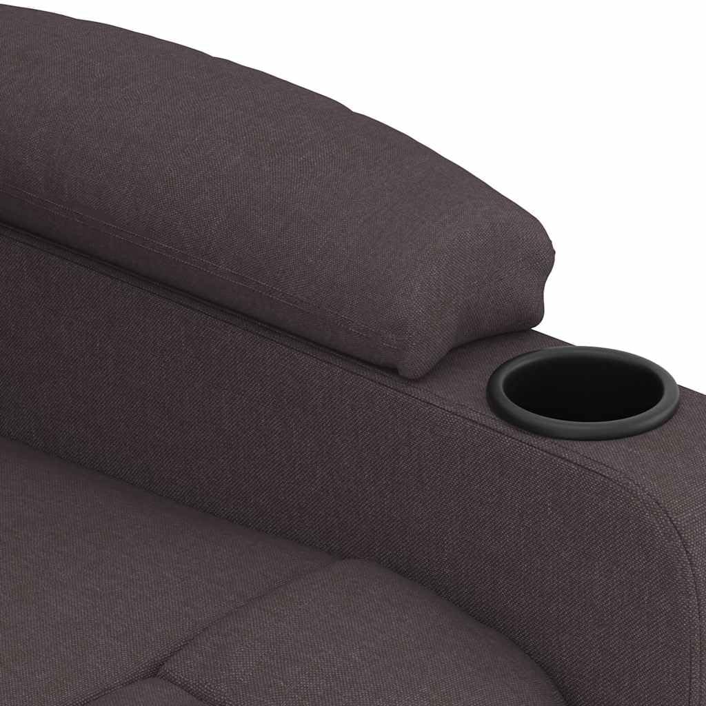 vidaXL Fotel do masażu, regulowany fotel z ogrzewaniem, fotel relaksacyjny z funkcją leżenia, funkcja wibracji, fotel telewizyjny, fotel do leżenia, ciemnobrązowy materiał