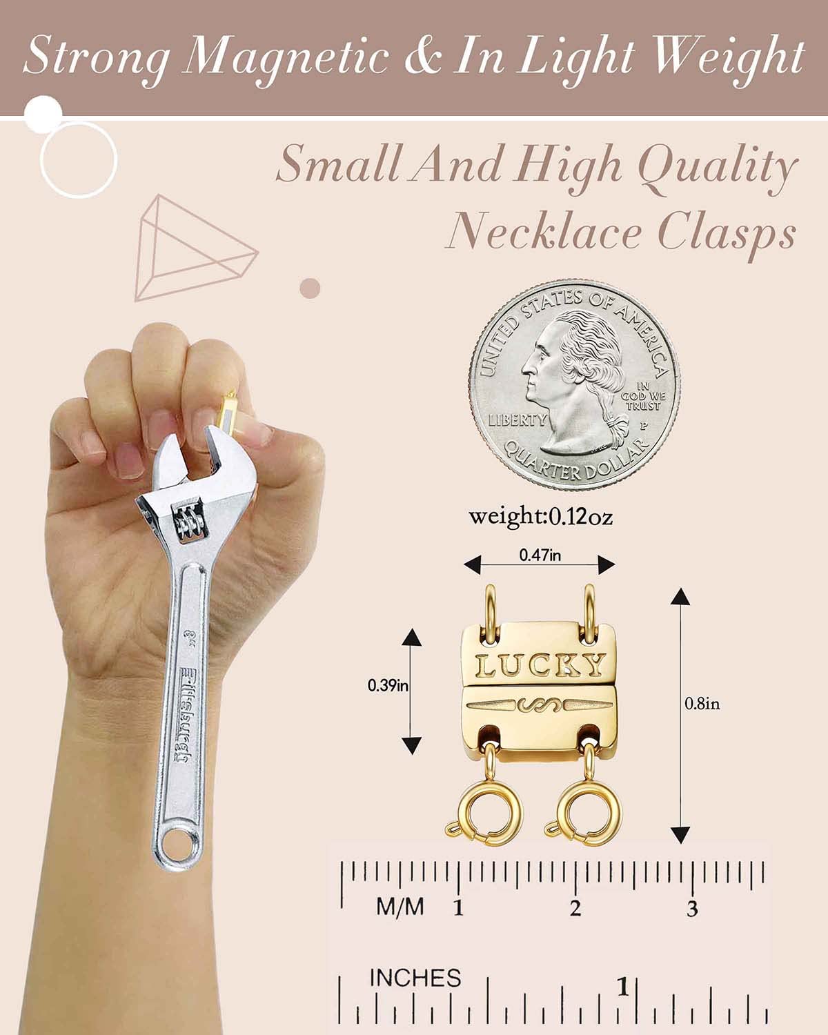 OHINGLT 18 Karat Gold und Silber überzogener Trenner, mehrfache Verschlüsse und Halskettenverschlüsse für Damen und Mädchen, Edelstahl