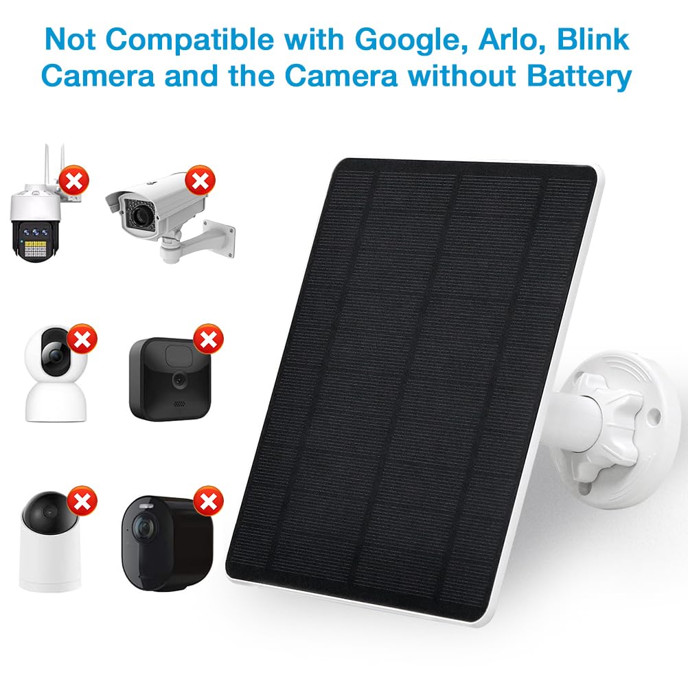 Pannello solare per telecamera di sicurezza, pannello solare USB 5 W per telecamere DC 5 V, caricatore da pannello solare micro USB e USB-C e DC, impermeabile IP65 con montaggio regolabile a 360°